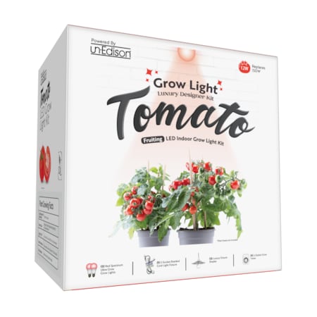 Miracle Led 2-Socket Tomato Grow Light Kit- Red Spec. 12W Replace 150W Grow Bulbs, Silver Shades, Timer 802080